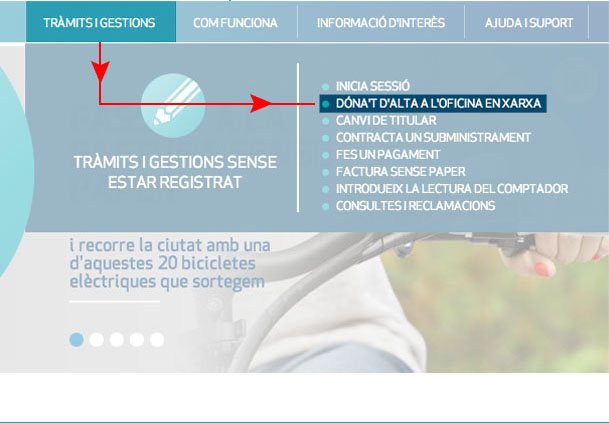 Haz clic en ¿Eres un nuevo usuario? Date de alta ahora, o ve a Trámites y gestiones y selecciona Date de alta en la Oficina en Red