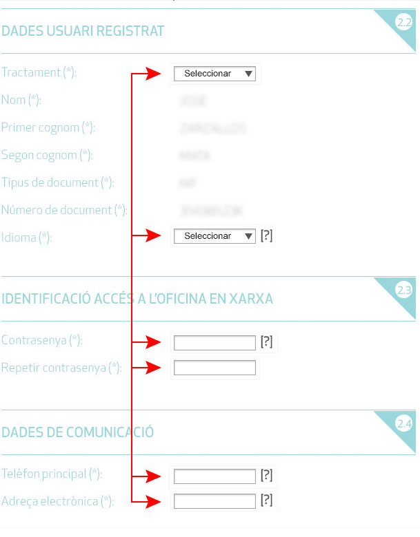 Cumplimenta los datos de usuario, los datos de acceso a la Oficina en Red y los datos de comunicación; elige si deseas recibir la Factura sin Papel y acepta las condiciones de uso