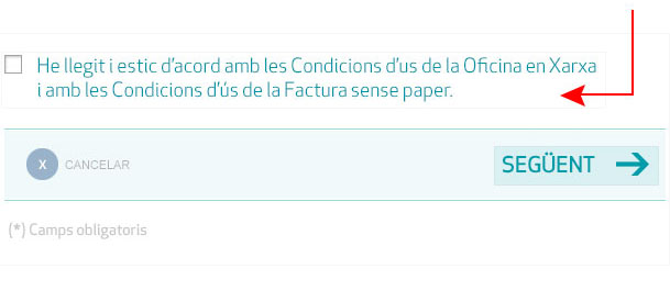 Cumplimenta los datos de usuario, los datos de acceso a la Oficina en Red y los datos de comunicación; elige si deseas recibir la Factura sin Papel y acepta las condiciones de uso