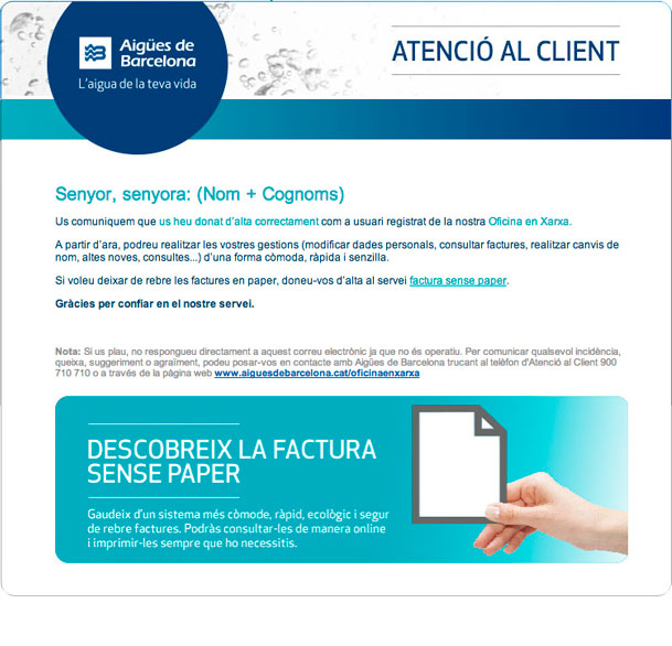 Cumplimenta los datos de usuario, los datos de acceso a la Oficina en Red y los datos de comunicación; elige si deseas recibir la Factura sin Papel y acepta las condiciones de uso