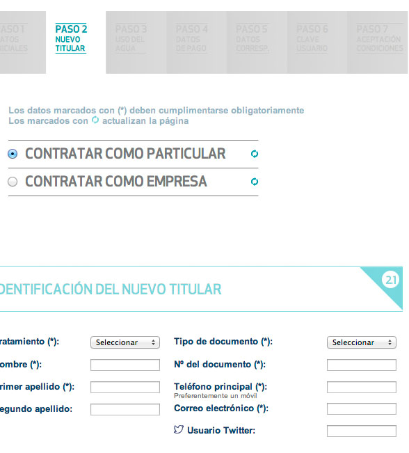 Cumplimenta los datos identificativos del titular (particular o empresa)