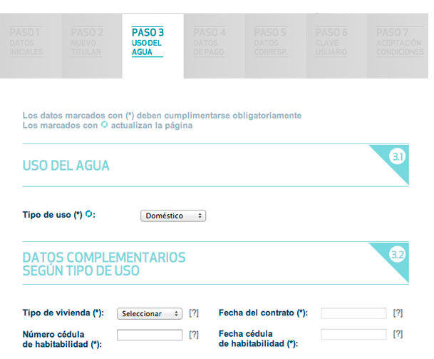Cumplimenta los datos sobre el uso del agua