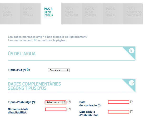 Emplena les dades sobre l'ús de l'aigua