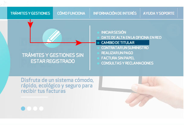 Haz clic en Trámites y gestiones y selecciona Cambio de titular