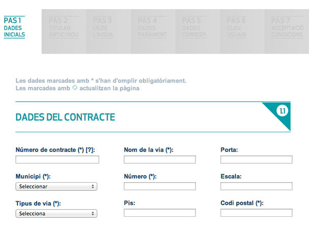 Dades de l'adreça de subministrament i tipus de canvi de titular