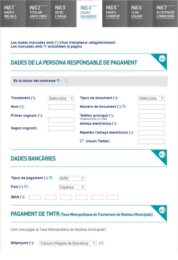 Emplena les dades de pagament