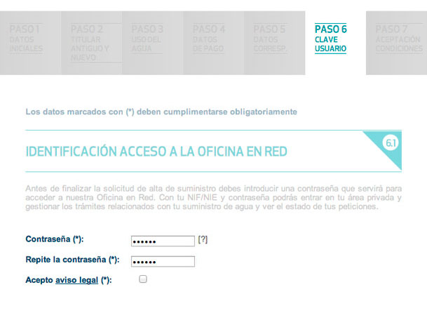 Introduce tu contraseña y marca la casilla para aceptar el aviso legal y acceder a la Oficina en Red