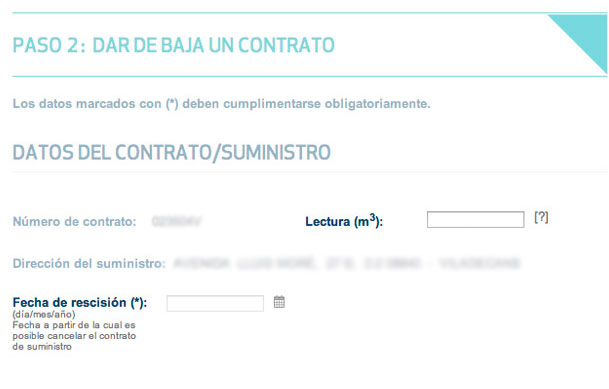 Indícanos la fecha de rescisión y la lectura del contador (si la tienes)