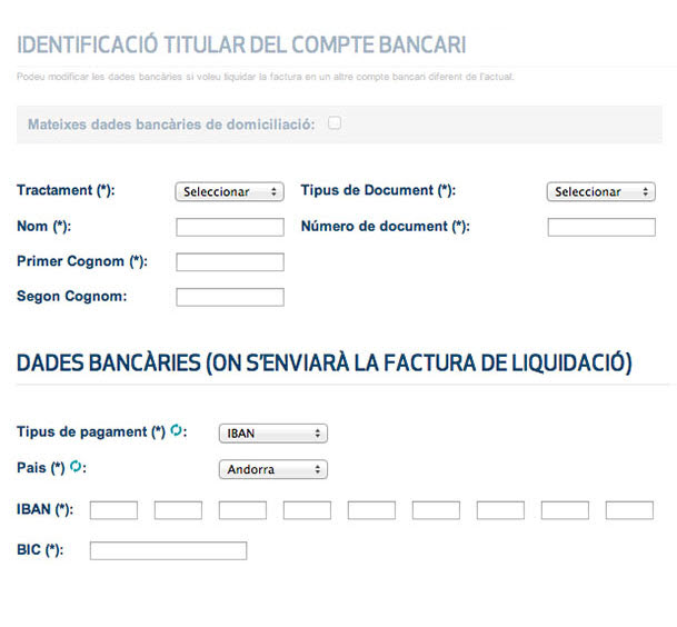 Emplena les dades de pagament