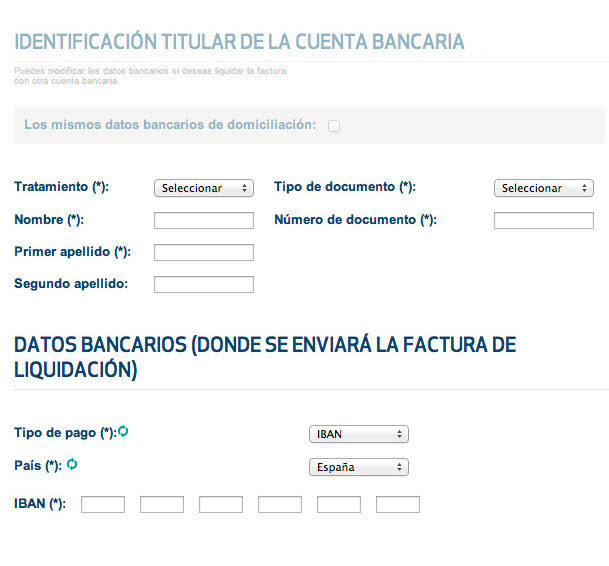 Cumplimenta los datos de pago