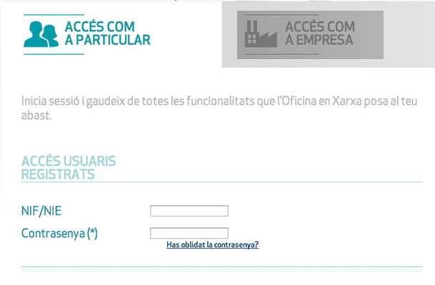 Accés com a particular o com a empresa