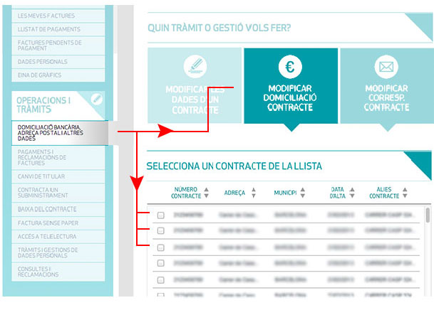 Per seleccionar més d'un contracte, marca les caselles corresponents