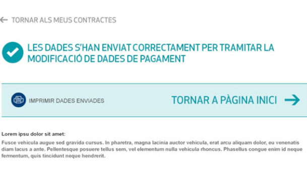 Les dades per tramitar la modificació de dades de pagament s'han enviat correctament