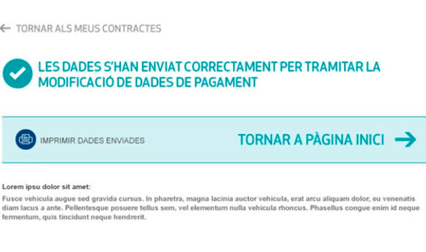 Los datos para tramitar la modificación de datos de pago se han enviado correctamente