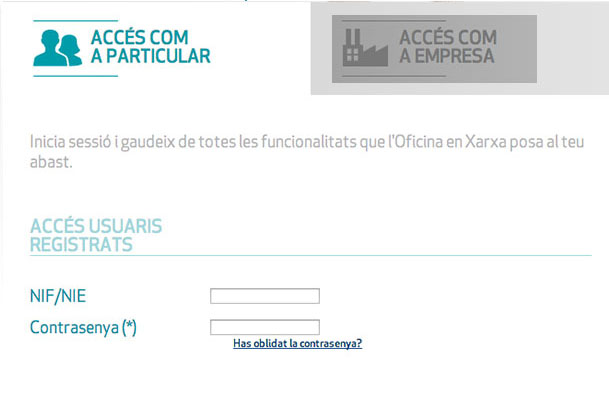 Accés com a particular o com a empresa