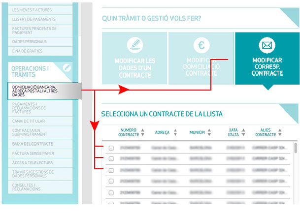 Per seleccionar més d'un contracte, marca les caselles corresponents