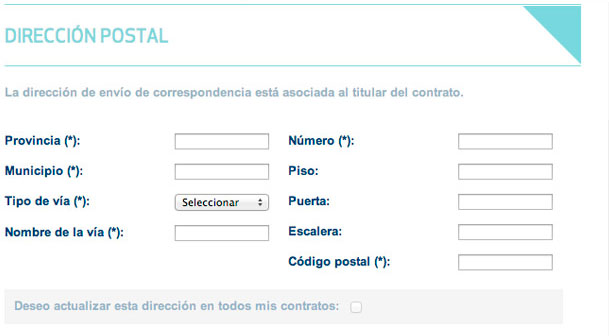 Cumplimenta los nuevos datos de correspondencia y confirma la petición