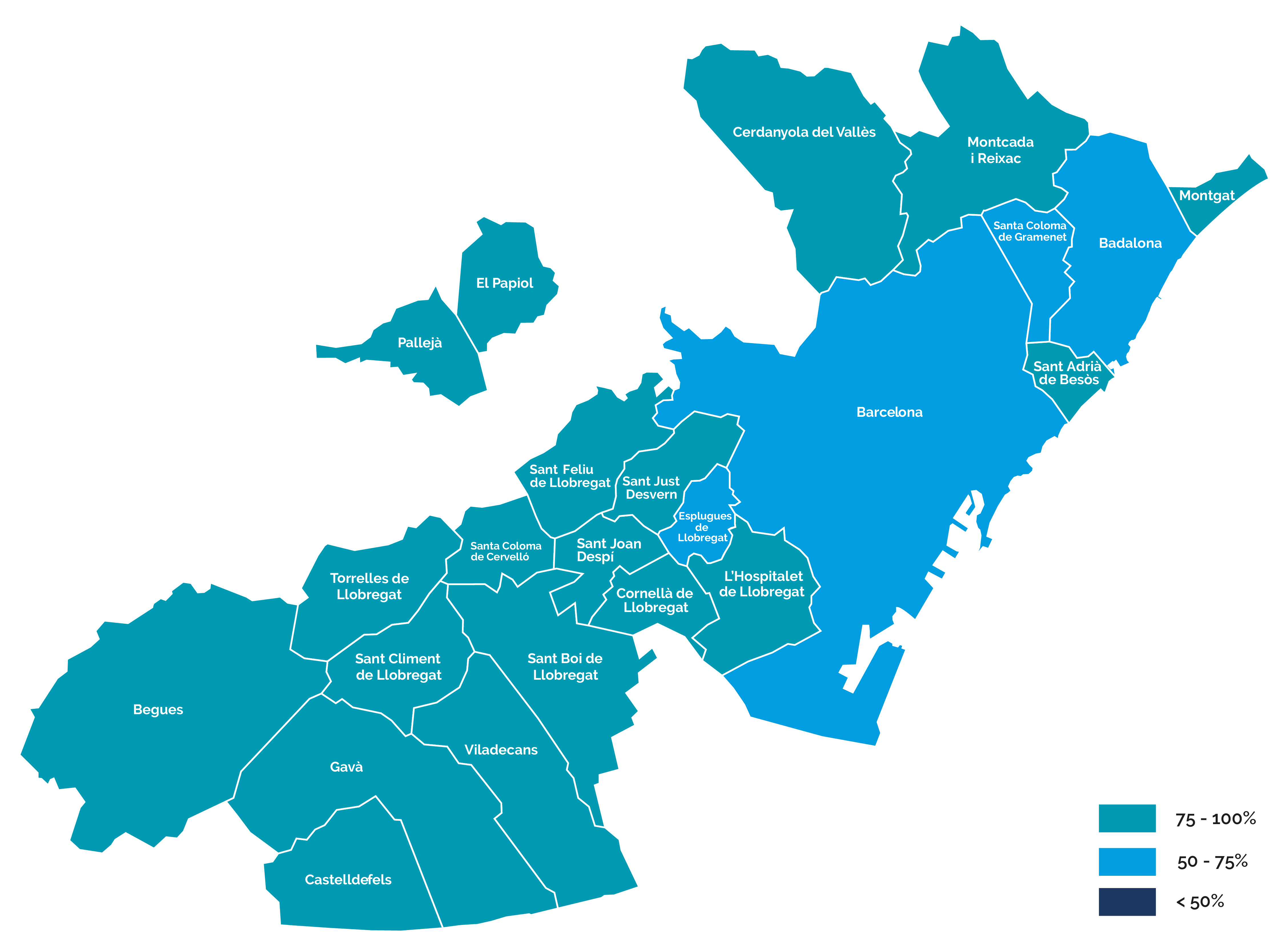 Mapa del nivell de desplegament de telelectura per municipis